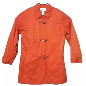 Liz Claiborne LizSport Womens Orange/Red Trench Rain Coat Large Spring Jacket